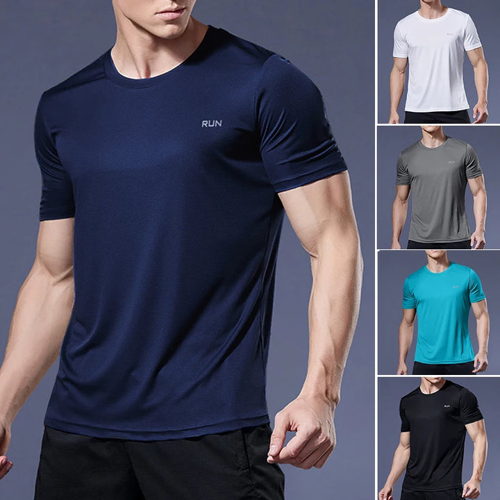 Summer Men Gym t-Shirts Quick Dry Fitness Sport t Shirt Short Sleeve Running Shirt Bodybuilding Football Golf Top Gym Clothing