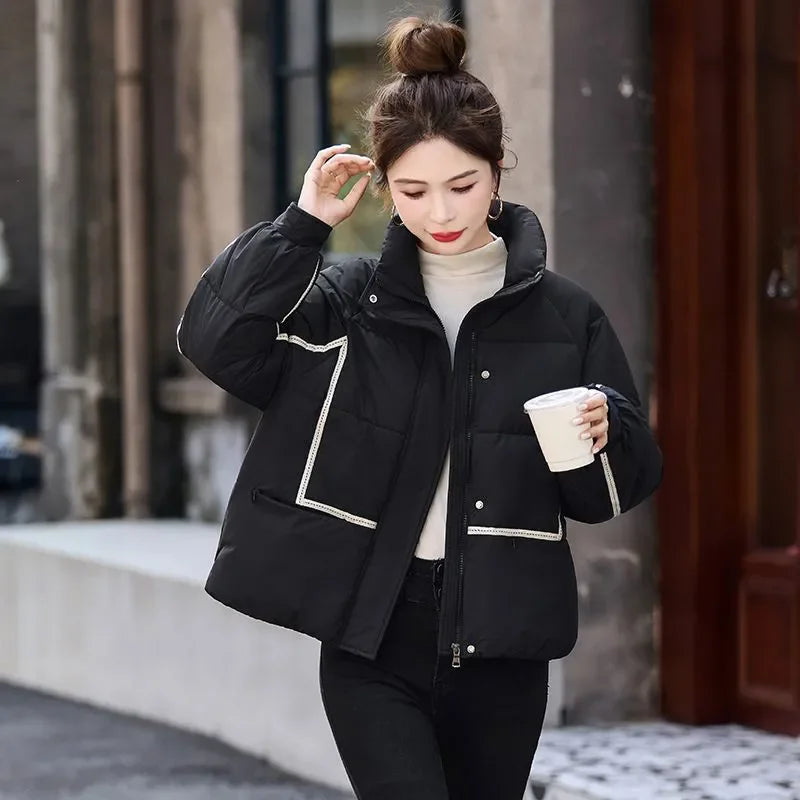 High Quality Women Winter Thick Warm Cotton Jacket Women Parkas New Padded Jacket Stand-Up Collar Thicken Short Jacket Coats ATFH