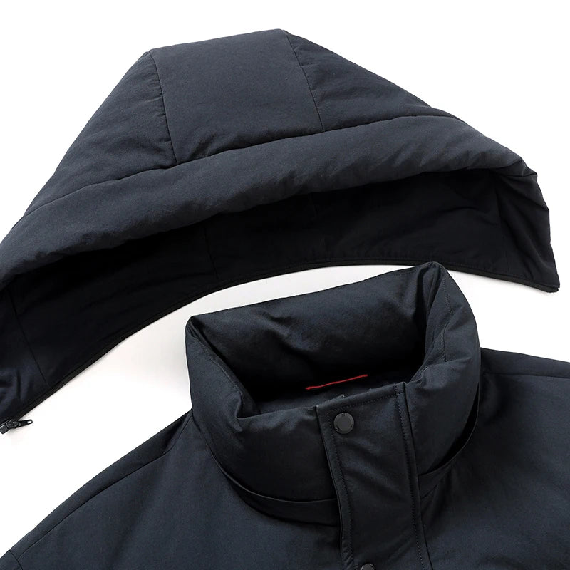 Classic Men's Outdoor Hooded Goose Down Jackets 2026 Winter Short Style Hat Detachable Puffer Coats Streetwear Thick Warm Parkas