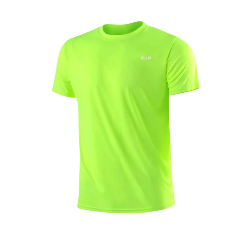 Men's Quick Dry Short Sleeve Gym Running Moisture Wicking Round Neck T-Shirt Training Exercise Gym Sport Shirt Tops Lightweight - ATFH