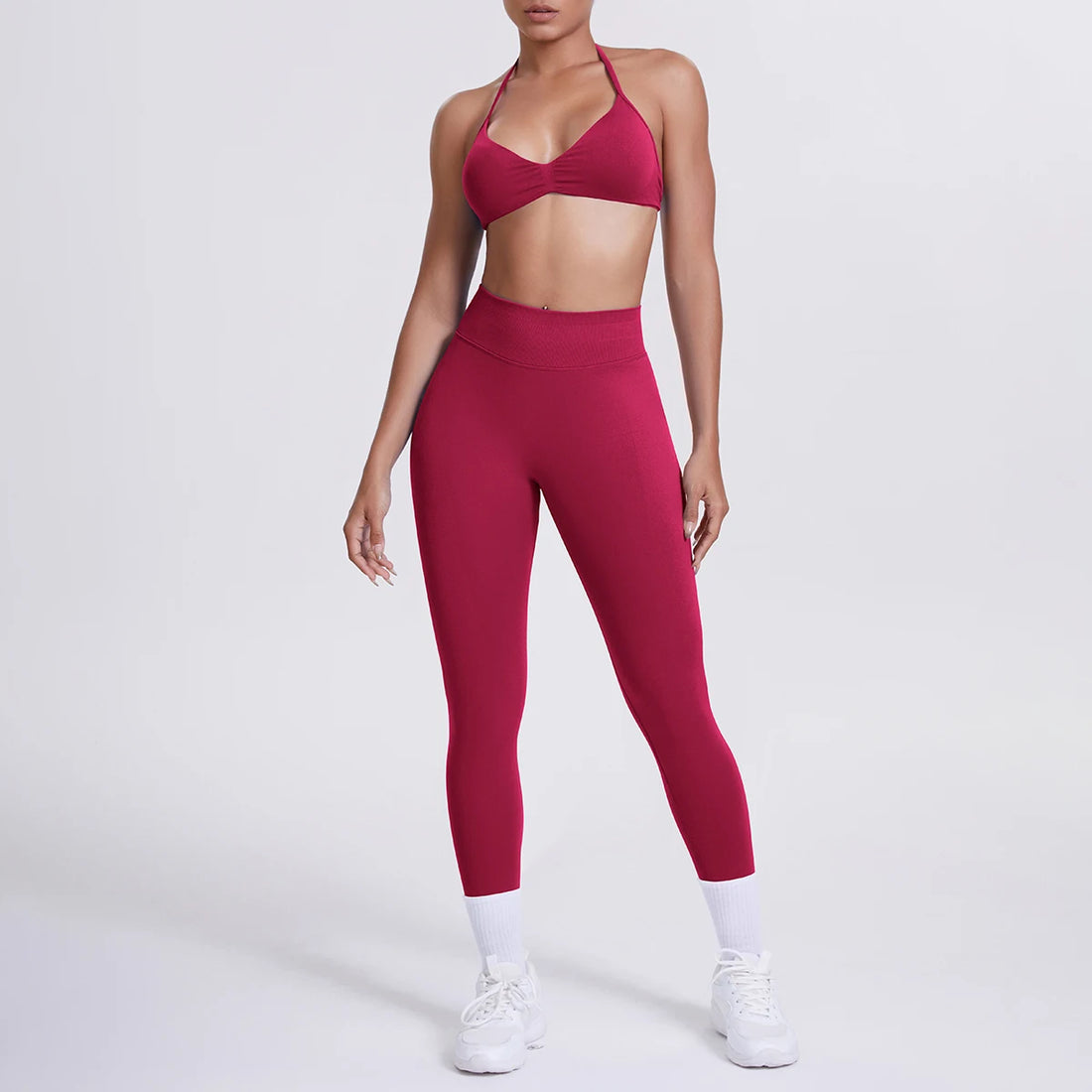 Women 2pcs Patchwork Sport Yoga Suit Training Sleeveless Sport Gym Tops Tummy Control Slimming Booty Leggings Yoga Suit Sports - ATFH