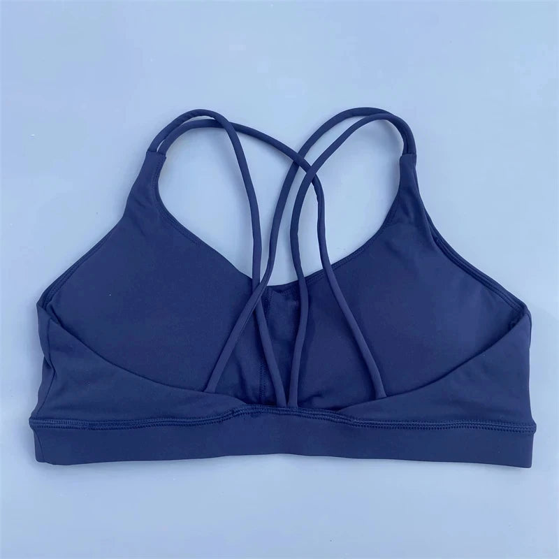 Solid Color high strength Gym Yoga underwear cross Women Fitness Sport Bra Top shockproof Athletic Tight Workout With Chest Pad - ATFH
