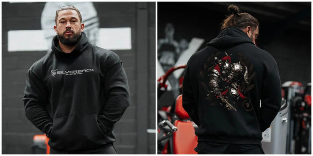 SILVERBACK Mens Gym Fitness Hoodie Autumn Long Sleeve Hooded Pullover Printed Sweatshirts Bodybuilding Apparel Sportswear Tops - ATFH