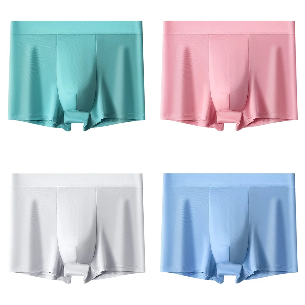 4Pcs Plus Size Underwear Men Sporty Boxers Youth Boxer Shorts Comfortable Breathable Flat Pants Men's Square Panties Briefs Gift
