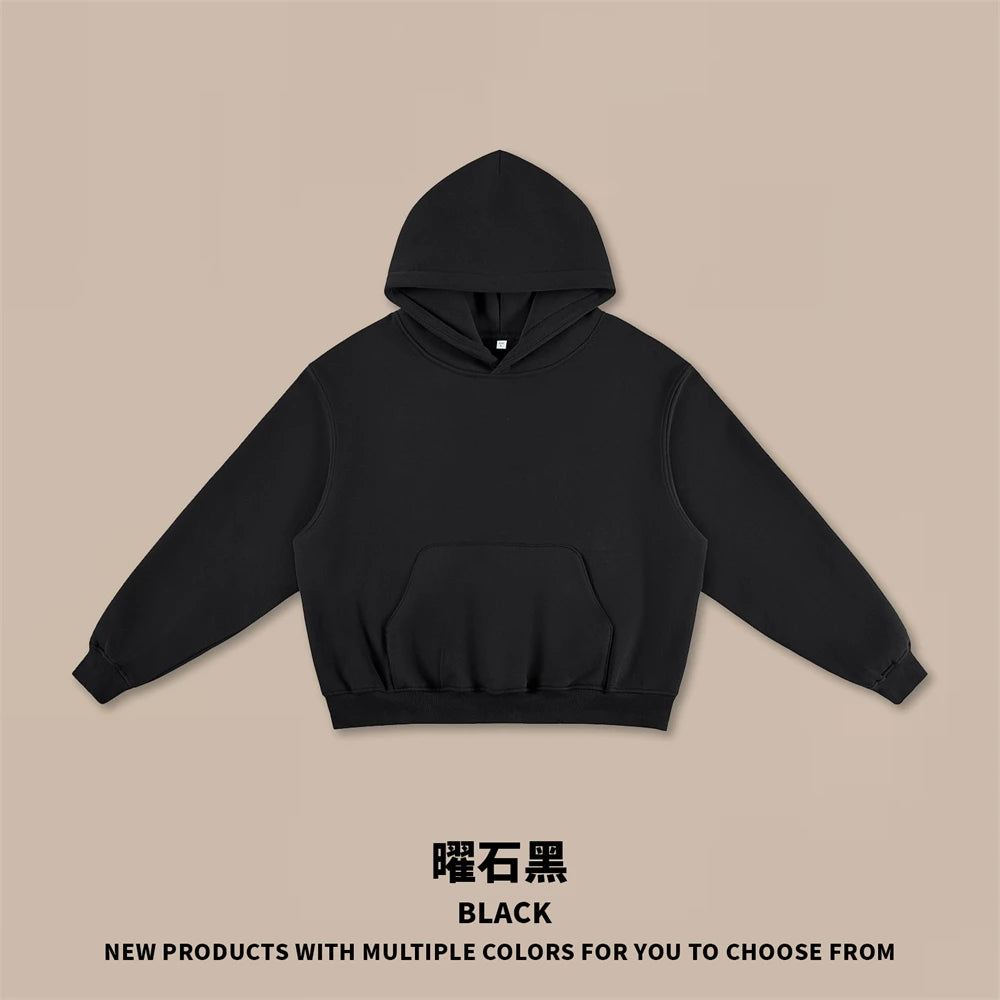 ZODF Trendy Winter Man Boxyfit 350gsm Fleece Hoodie Unisex Old Money Style Comfortable Warm Solid Hooded Pullovers HY0006