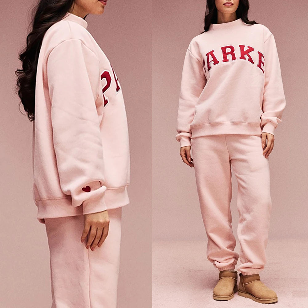 Rowan AAPK-Y046-2 Women O-Neck Long Sleeve Female Pullover Love Letter Embroidery Sweatshirts Vintage Casual Sport Lady Top 2026 - ATFH