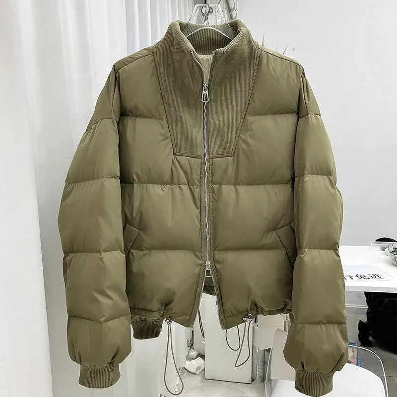 Winter Short Cotton-Padded Jacket Women's 2024 New Loose Thick Stitching Bread Coats Fashion Zipper Keep Warm Cotton Coat Female ATFH