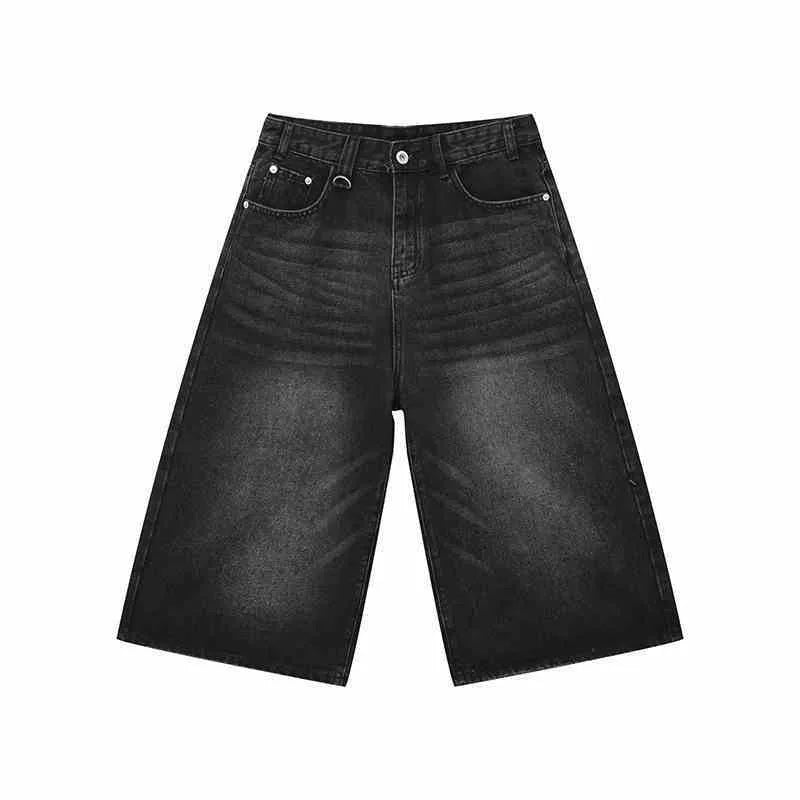 Men's 2026 Summer American High Street Retro Gradient Washed Denim Shorts Lazy Youth Trendy Ins New Versatile Casual Capri Pants ATFH