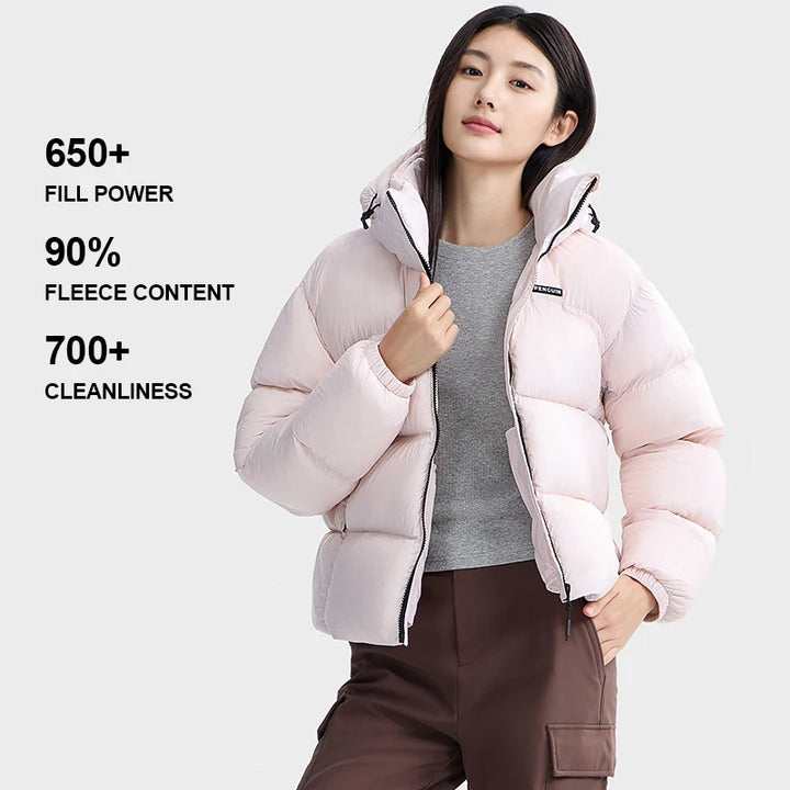 GOLDEN CAMEL Women's Hiking Down Jacket Penguin Series 2025 Winter Windproof Warm Short Puffer Jackets Thick Hooded Coats -10℃