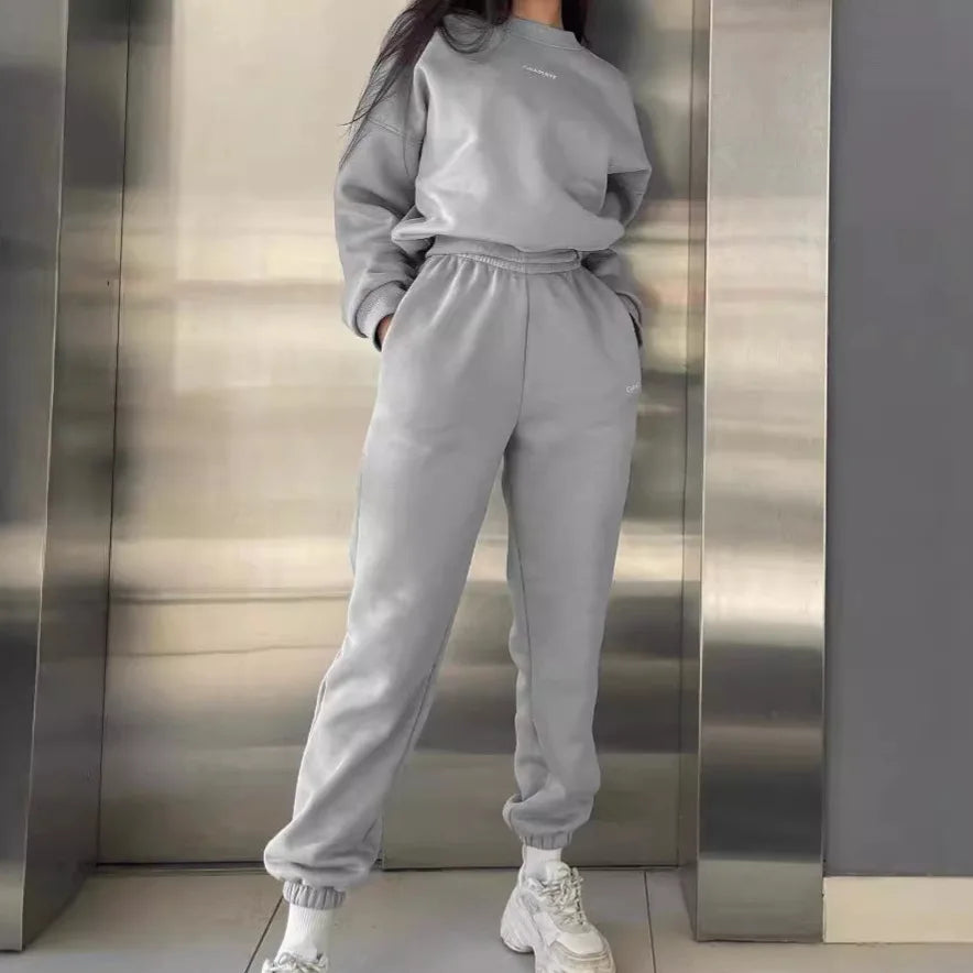 Fashionable Casual Sweatshirt Set Women's Street Style Spring Autumn Two-Piece Suit Comfortable Breathable Sportswear