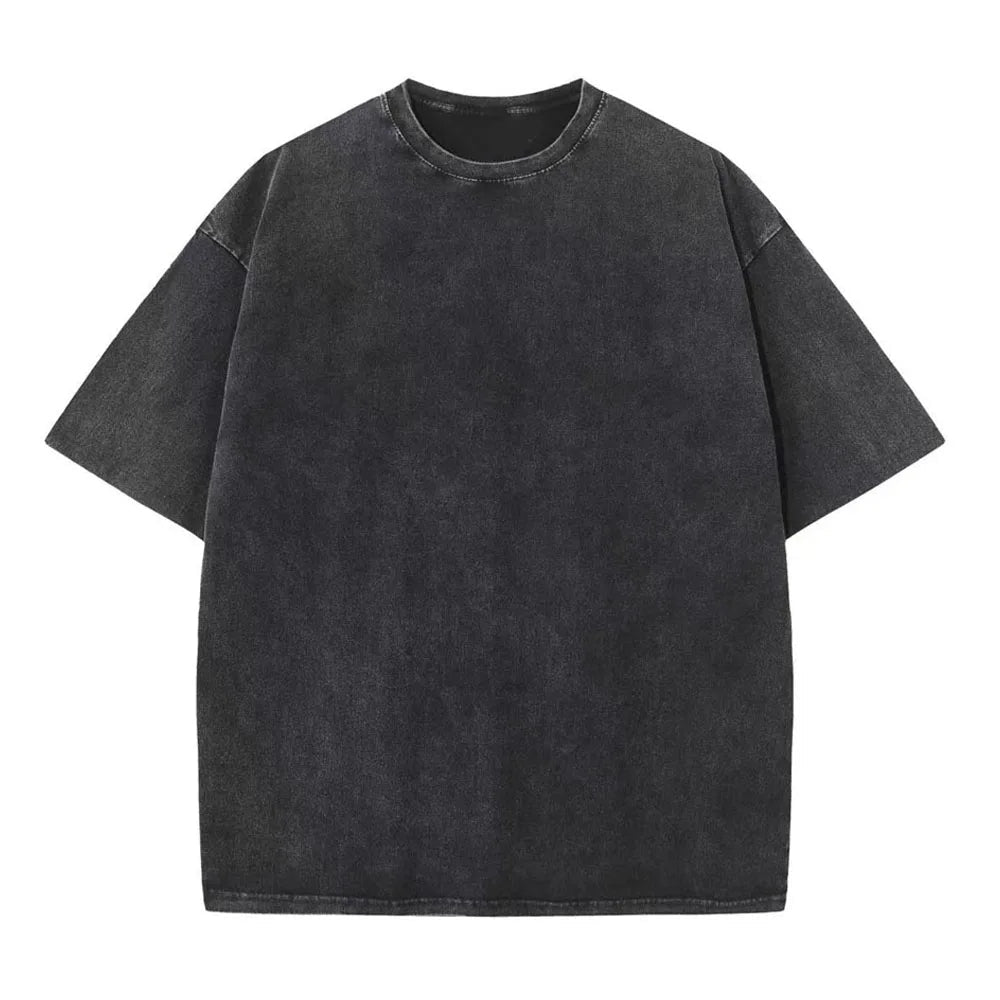 Washed T-Shirt 230G 100Cotton Solid Oversized Loose Fitness Mens Tee Tops Dropped Shoulders Short Sleeve Gym Bodybuilding Shirts ATFH