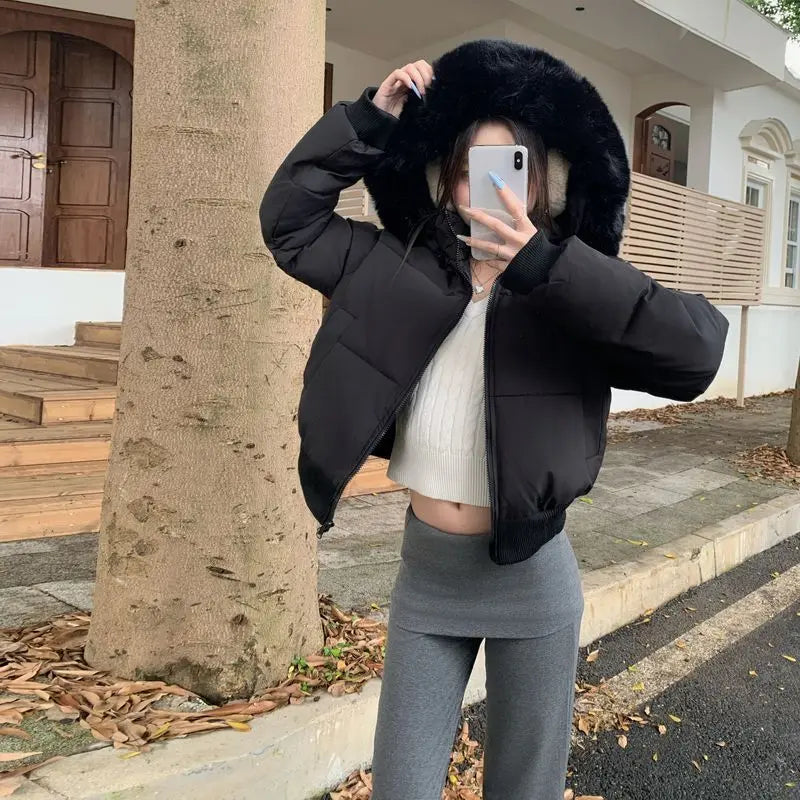 Women's Short Cotton Jacket Winter New Style, Waist-cinched Thickened Cotton Coat, Petite Bread Jacket ATFH