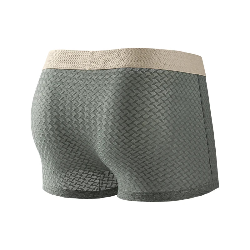 MiiOW 3Pcs Ice Silk Men Jacquard Boxer Shorts 10A Antibacterial Men's Panties Man Underpants Men's Refreshing Sports Underwear