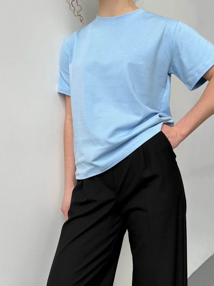 Hirsionsan Basic Cotton T Shirt Women 2026 Summer New Loose Solid Tees 19 Color Casual Loose Tshirt Oversized O Neck Female Tops - ATFH