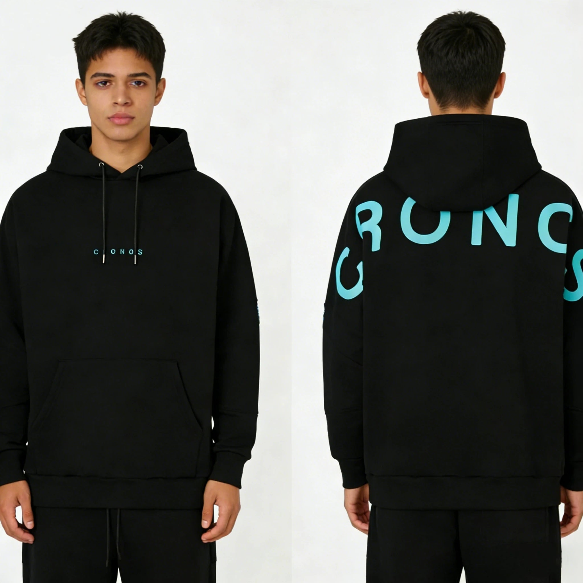 Men's Oversized Hoodie "CRONOS" Graphic Streetwear Sweatshirt Casual Long Sleeve Pullover Hip Hop Fashion Hooded Top for Male - ATFH