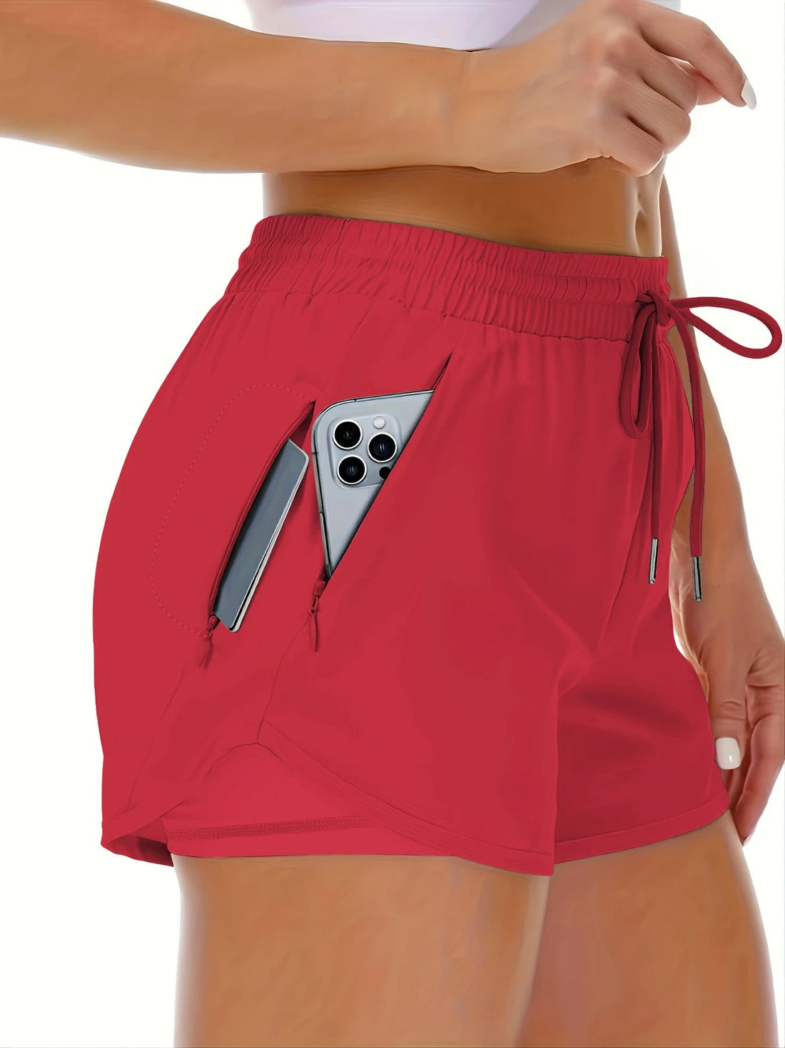 Women's athletic shorts, running, yoga, two-piece design, anti-exposure shorts, fitness, elastic, slimming leggings Tahsi Fashion House