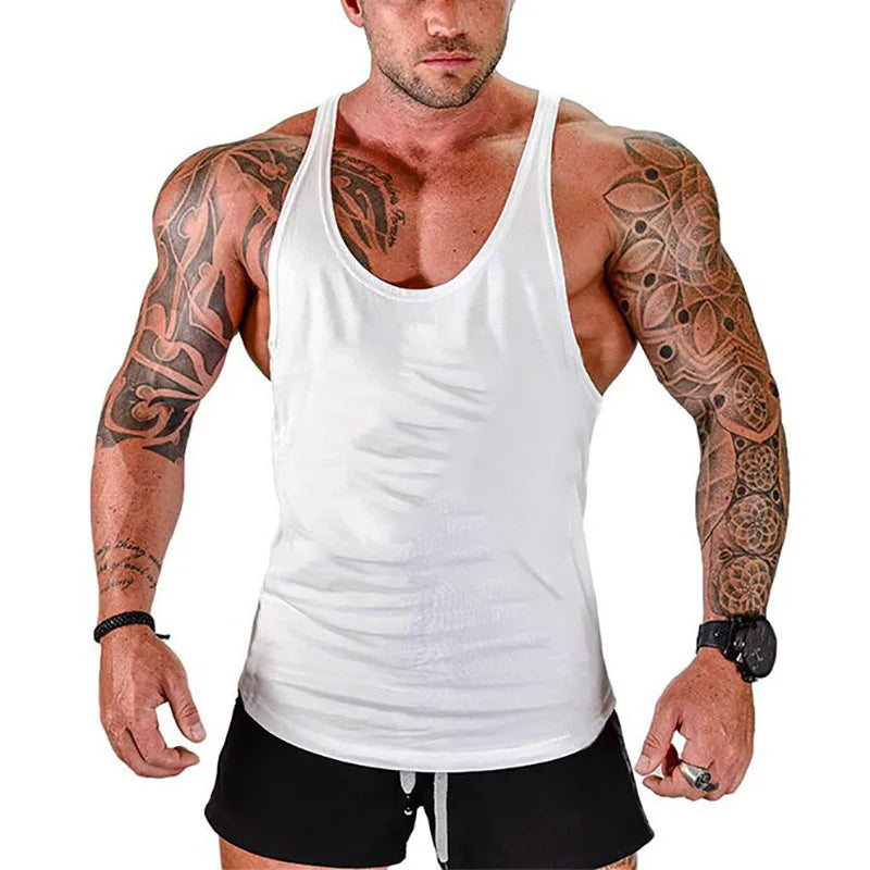 Hot Sale Gym Cotton Singlets Canotte Bodybuilding Stringer Tank Top NO PANI NO GAIN Fitness Shirt Muscle Guys Sleeveless Tanktop