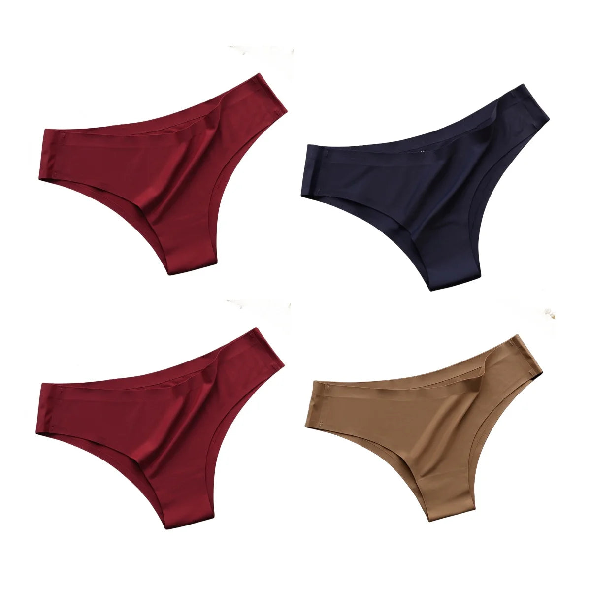 4Pcs/Set Women Ice Silk Panties Low Rise Briefs Soft Brazilian Panties Smooth Underwear Stretch Underpants Sexy Lingerie M-XL