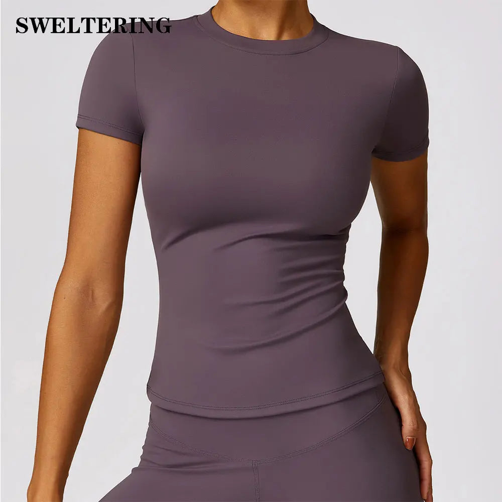 Sexy Women Yoga Top Seamless Sport T Shirts Fitness Clothes Short Sleeve Yoga Shirt Gym Top Running Active Wear Sport Top Femme - ATFH