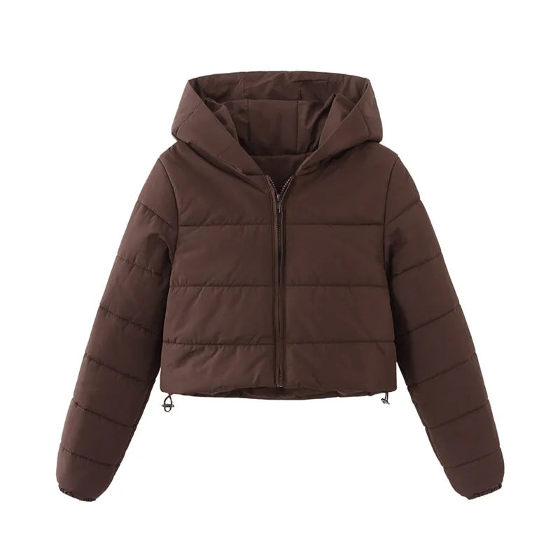 Solid Women Parkas Hooded Slim Fit Parka Zipper Cardigan Jackets Outerwear Pockets High Street Long Sleeve Winter Spliced ATFH