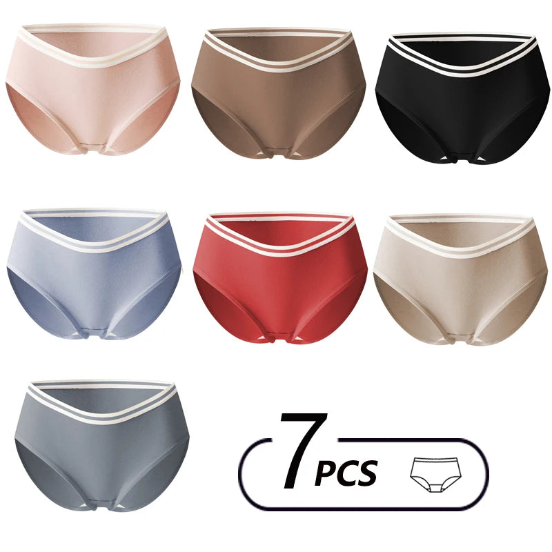 7PCS/Set Cotton Women Panties Breathable Underwear Week Pants Girls Briefs Solid Panty Underpants Sexy Low Waist Female Lingerie