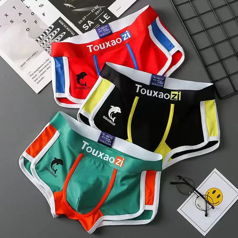 3PCS/Lot Cotton Comfortable Breathable Boxer Shorts Printed Men's Underpants Fashion Youth Underwear Sexy U Bulge Pouch Panties