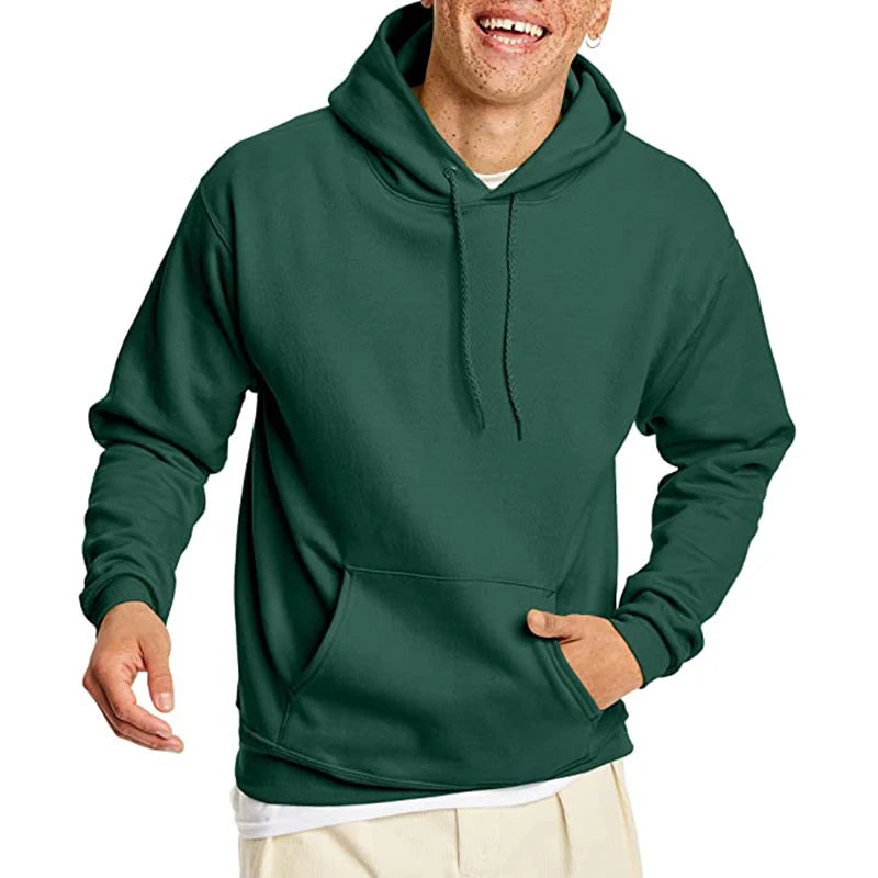 Cotton Hooded Sweatshirt, Solid Color Fashion Fit Sweatshirt, Autumn and Winter Fashion Sweatshirt, Suitable for Going Out - ATFH