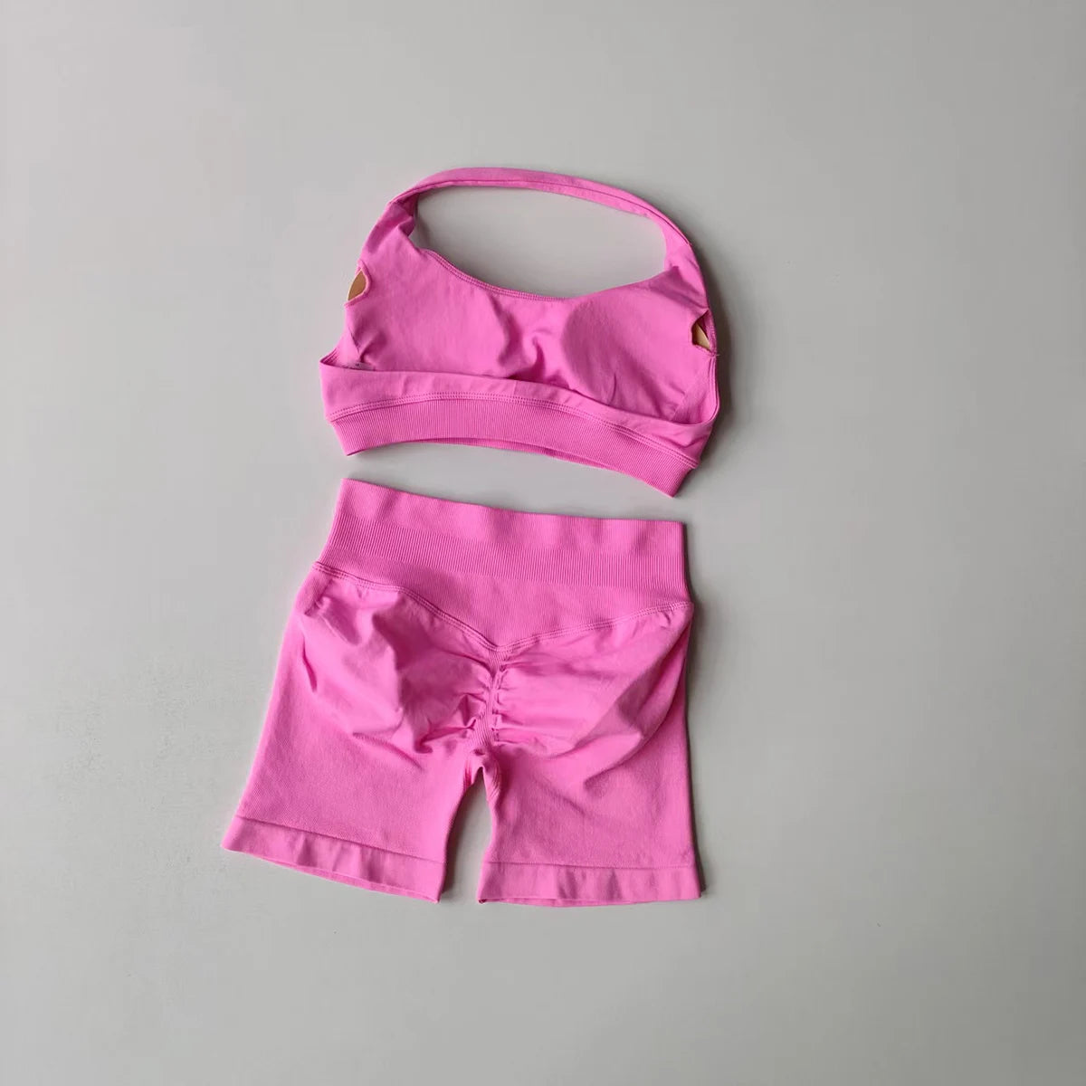 2 Pieces Yoga Suit for Women Seamless Fitness Gym Clothes Halter Sports Bra Matching Impact Shorts Workout Sets Gym Outfit - ATFH