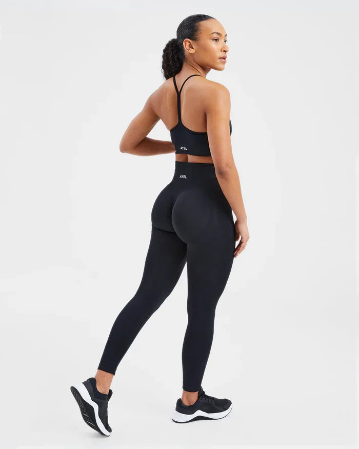 New Release Women‘s Low Ribbed Band Scrunch Bum Seamless Yoga Pants Gym Leggings Fitness Sweat Wicking Stretch Workout Tights - ATFH