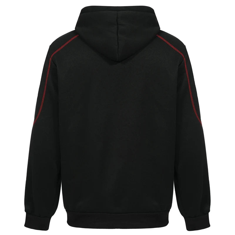 Men's Long Sleeve Zip Up Hoodie Casual Athletic Sweatshirt Hooded Jacket with Pockets Spring Fall Warm Fleece Lined Coat Outwear - ATFH