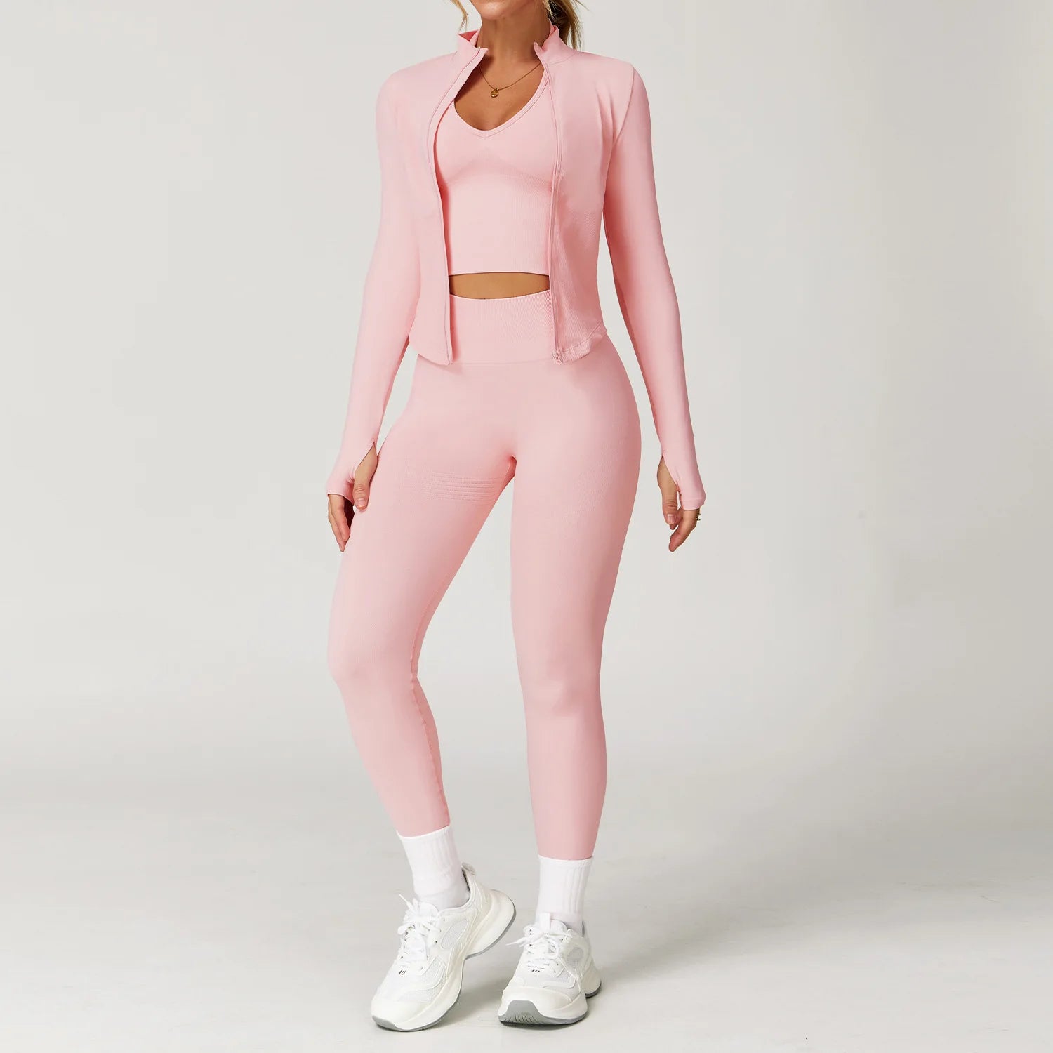 2/3/4PCS Yoga Set Gym Clothes Sportswear Seamless Yoga Suits For Women Fitness Long Sleeved Tracksuits Sports Bra Gym Leggings - ATFH