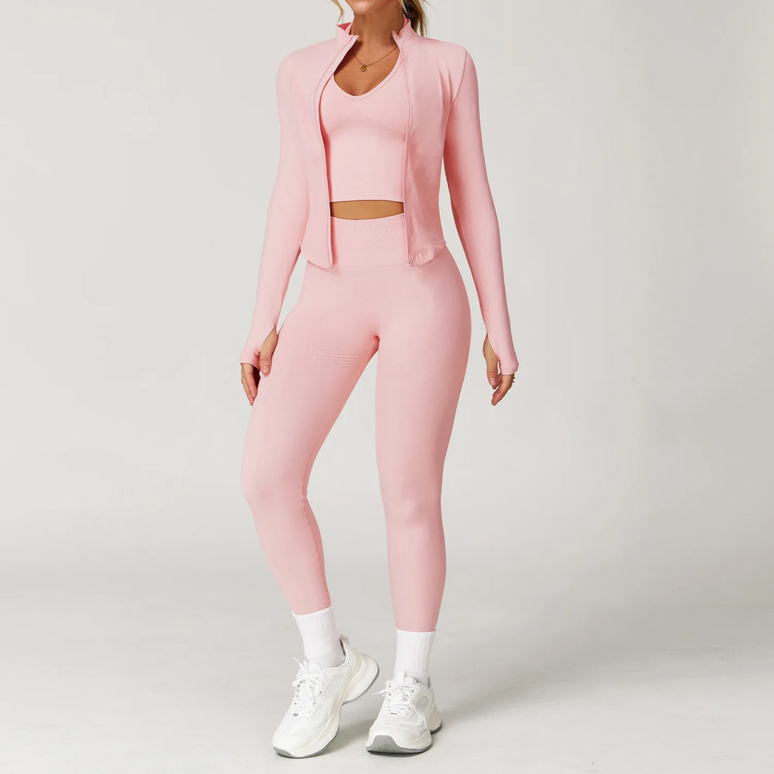 2/3/4PCS Yoga Set Gym Clothes Sportswear Seamless Yoga Suits For Women Fitness Long Sleeved Tracksuits Sports Bra Gym Leggings - ATFH