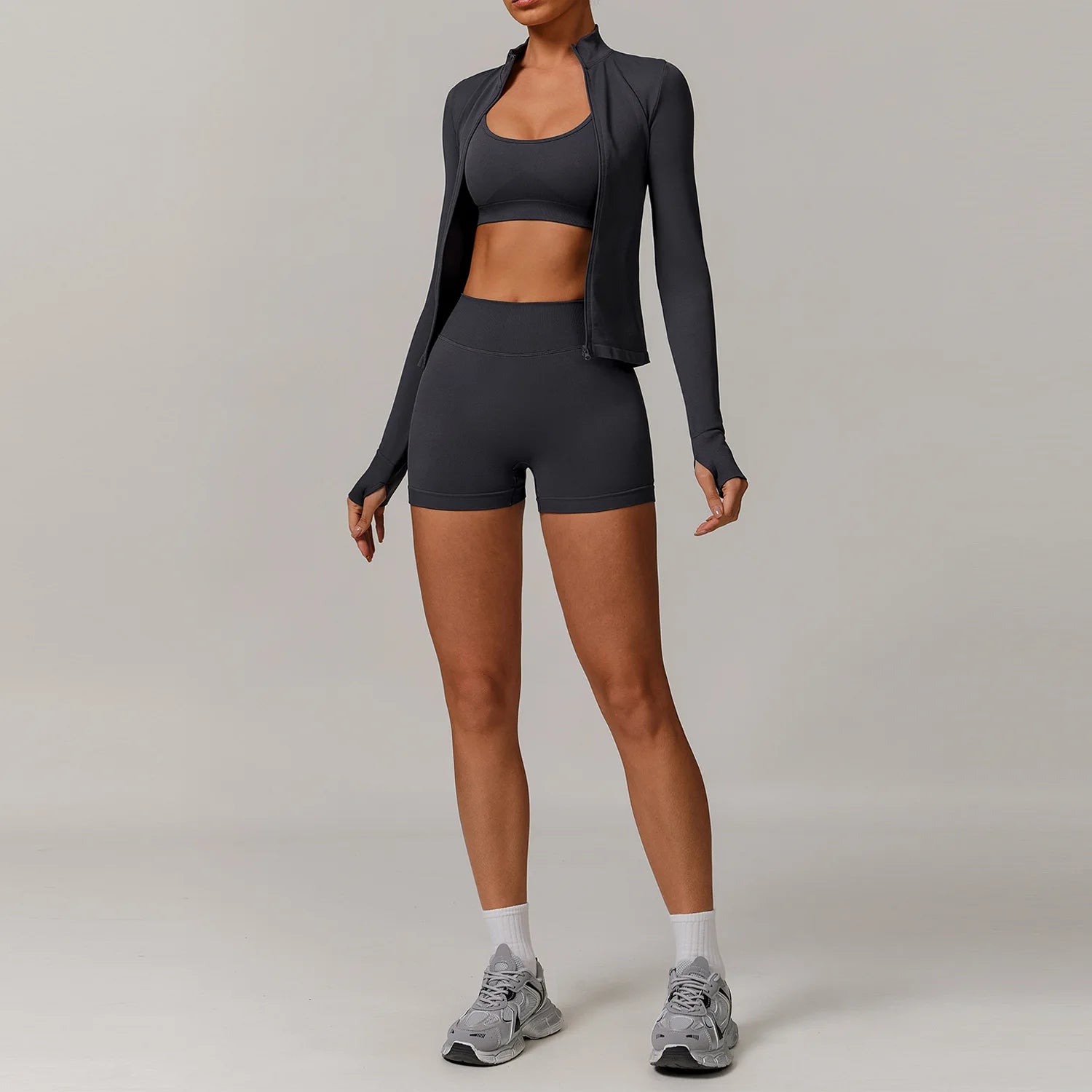 Yoga Set 2/3PCS Gym Clothes Sportswear Yoga Suits For Women Long Sleeve Crop Top Fitness Set Tracksuits Sports Bra Gym Leggings - ATFH