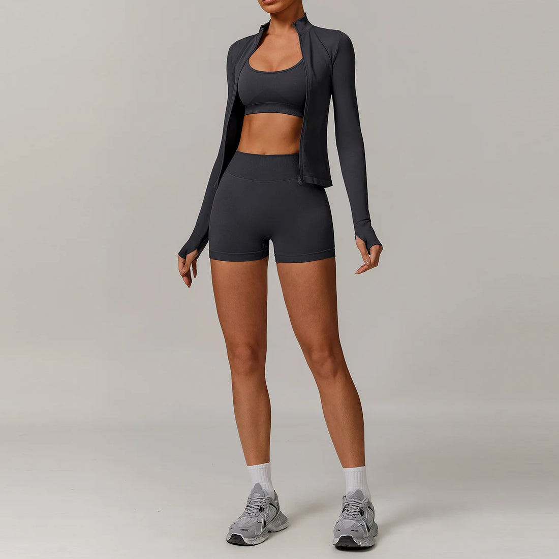 Yoga Set 2/3PCS Gym Clothes Sportswear Yoga Suits For Women Long Sleeve Crop Top Fitness Set Tracksuits Sports Bra Gym Leggings - ATFH