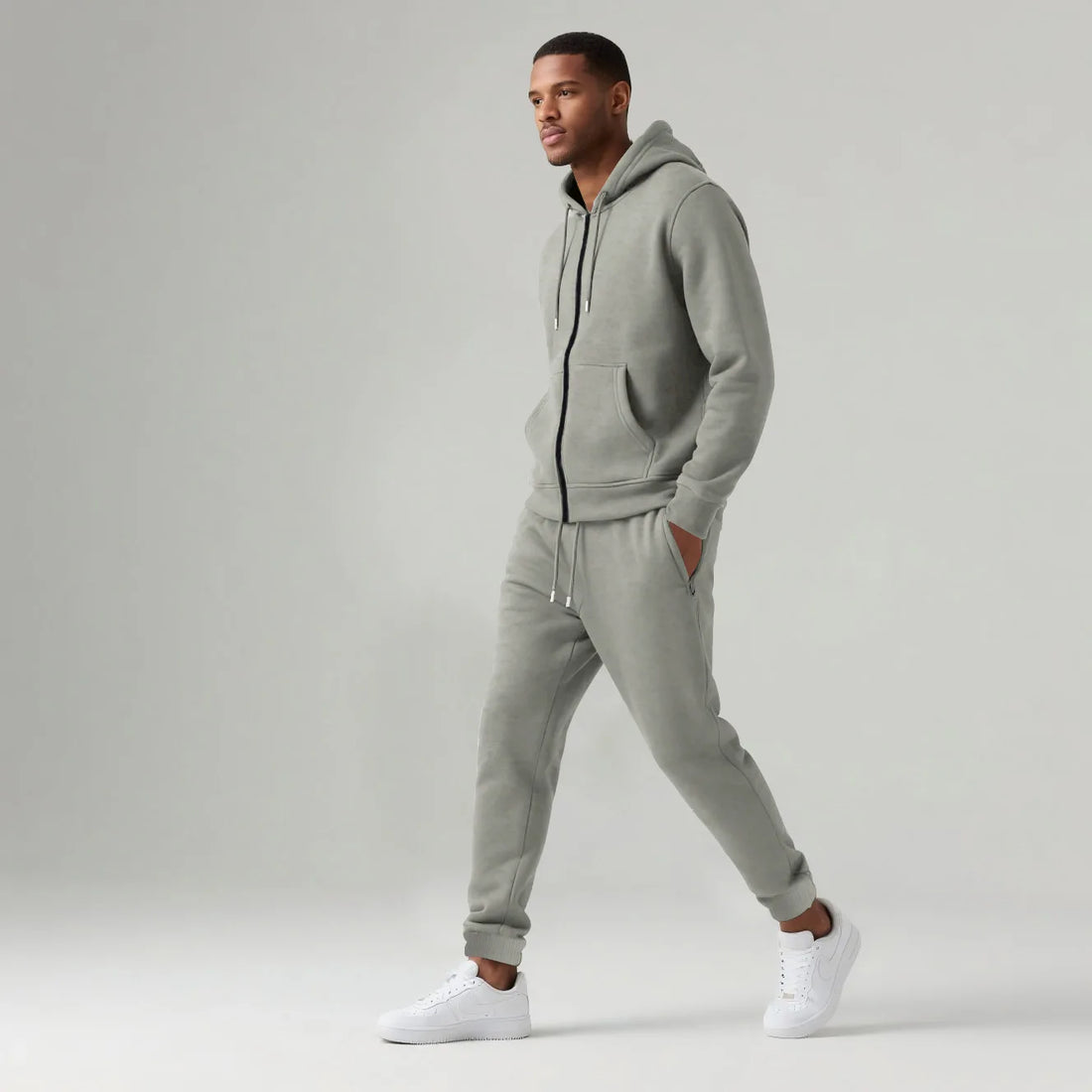 Custom LOGO autumn and winter men's long-sleeved trousers hooded sports and leisure fleece warm and comfortable two-piece set - ATFH