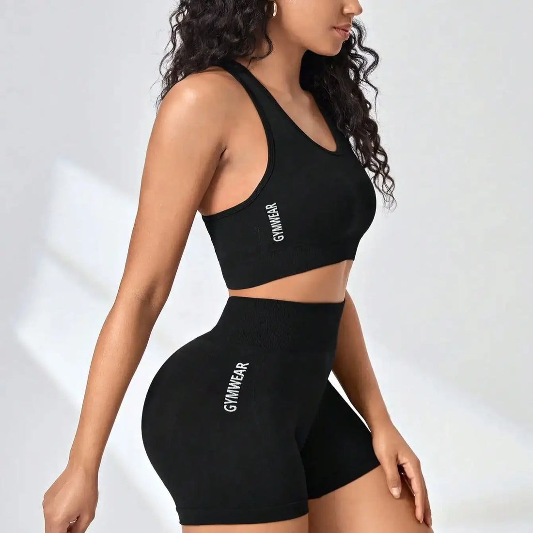 Women Yoga Set Bra Shorts Set Seamless Fitness Tracksuit Gym Running Shorts Sports Set Workout Shockproof Vest Outfit - ATFH