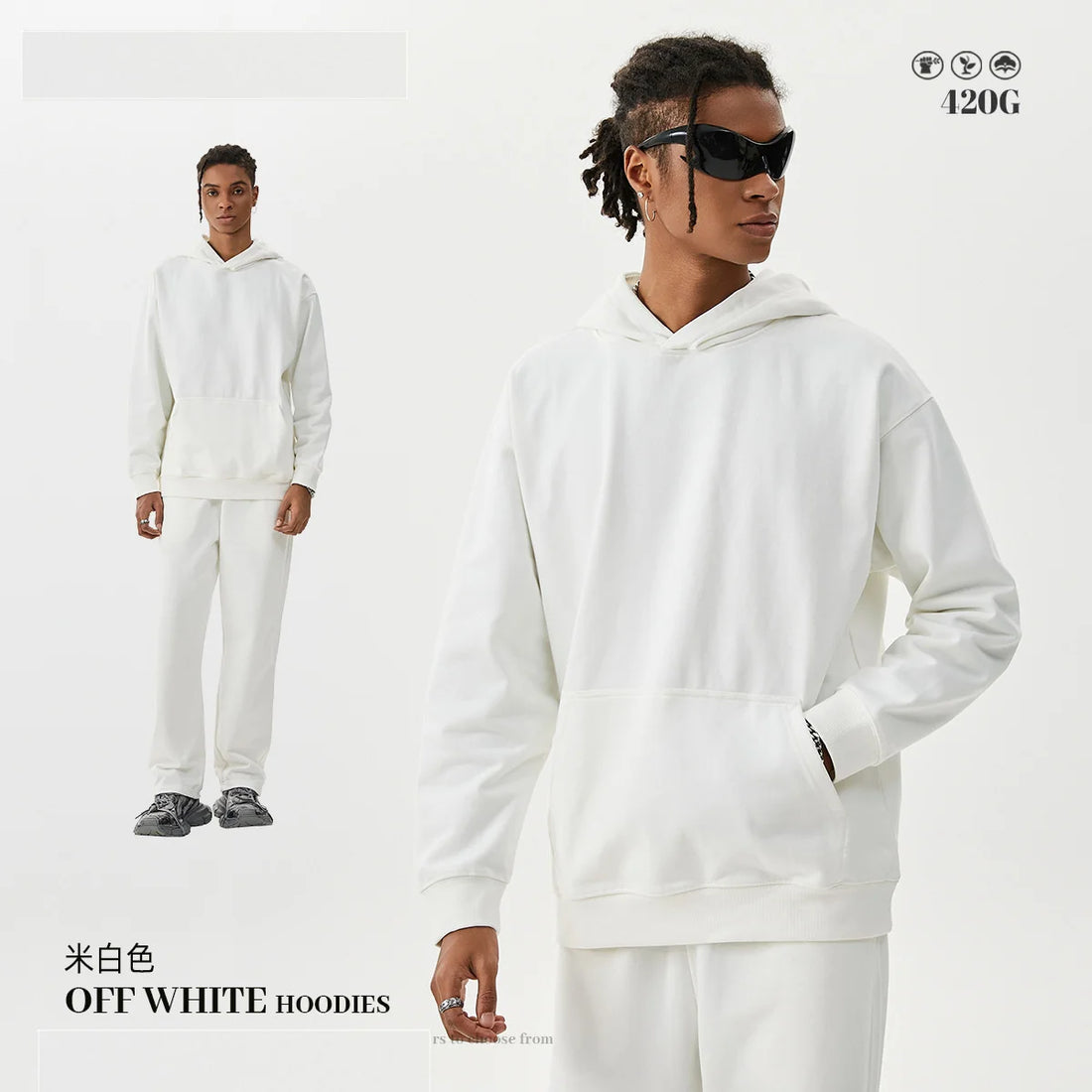MAQVOB Top Quality Luxury Apparel 420g French Terry Tracksuit Euro US Size Spring Autum Oversize Full Hoodie Tracksuit for Men - ATFH