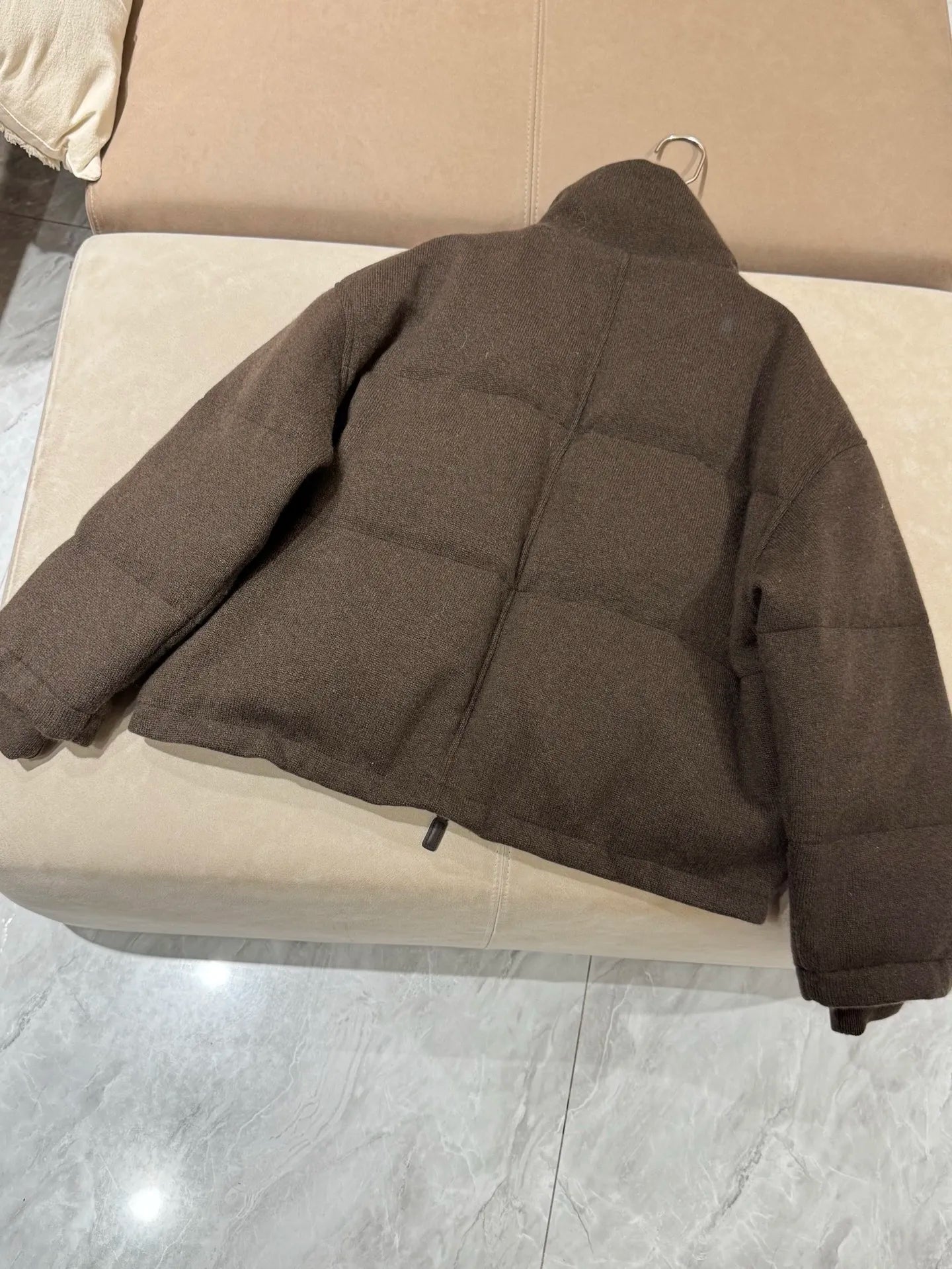 Women's Wide Goose down Jacket Cashmere Wool Knitted Winter Coat Warm Comfortable Fit ATFH