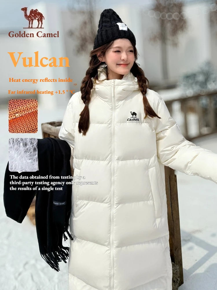 Golden Camel Outdoor Down Jackets Women Winter Mid-Length Thickened Waterproof Windproof Warm Hiking Jacket for Men's Clothes