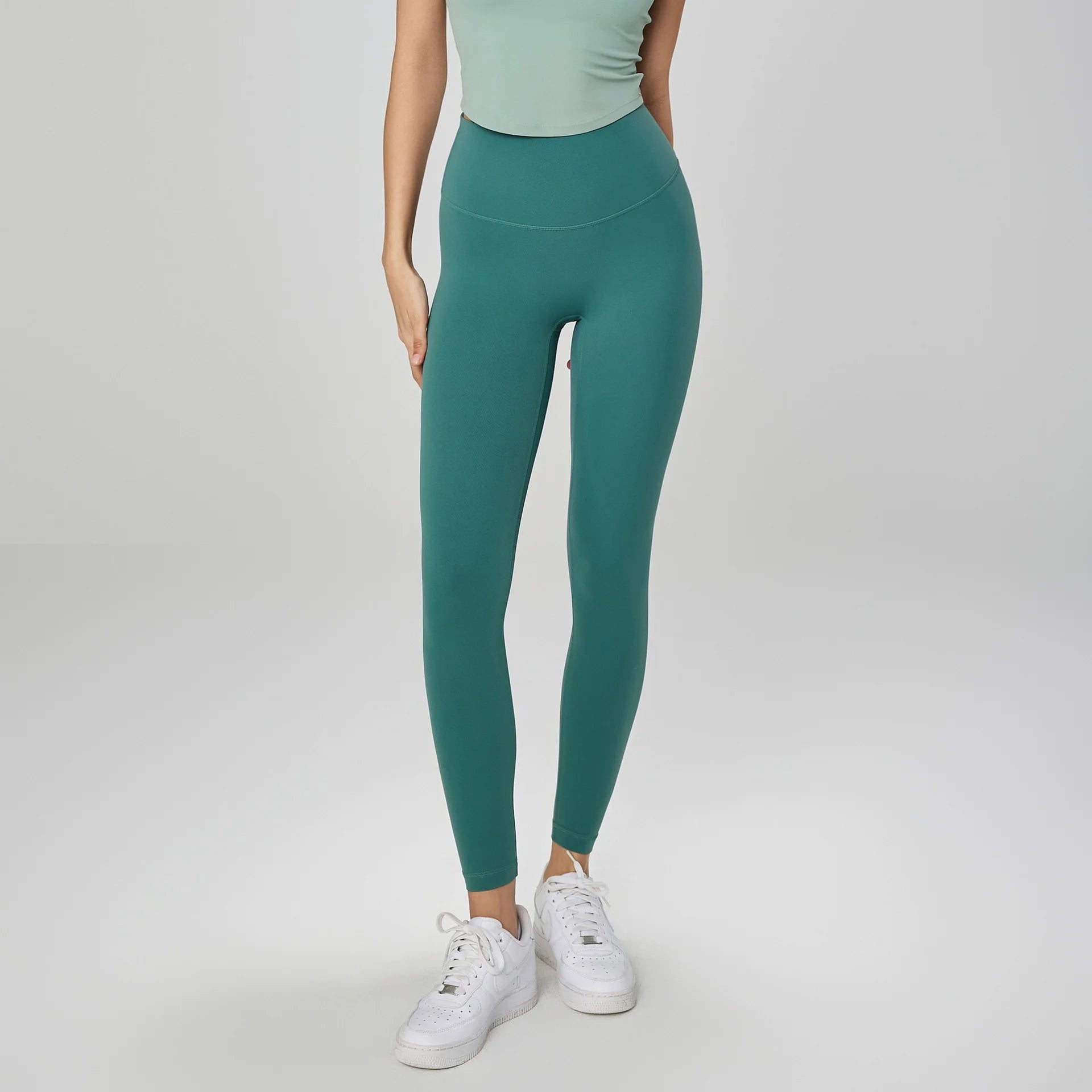 Solid Color High Waist Yoga Legging Athletic soft Women Sport Pant Tight Butter Gym Comprehensive Training Jog Back Waist Pocket - ATFH