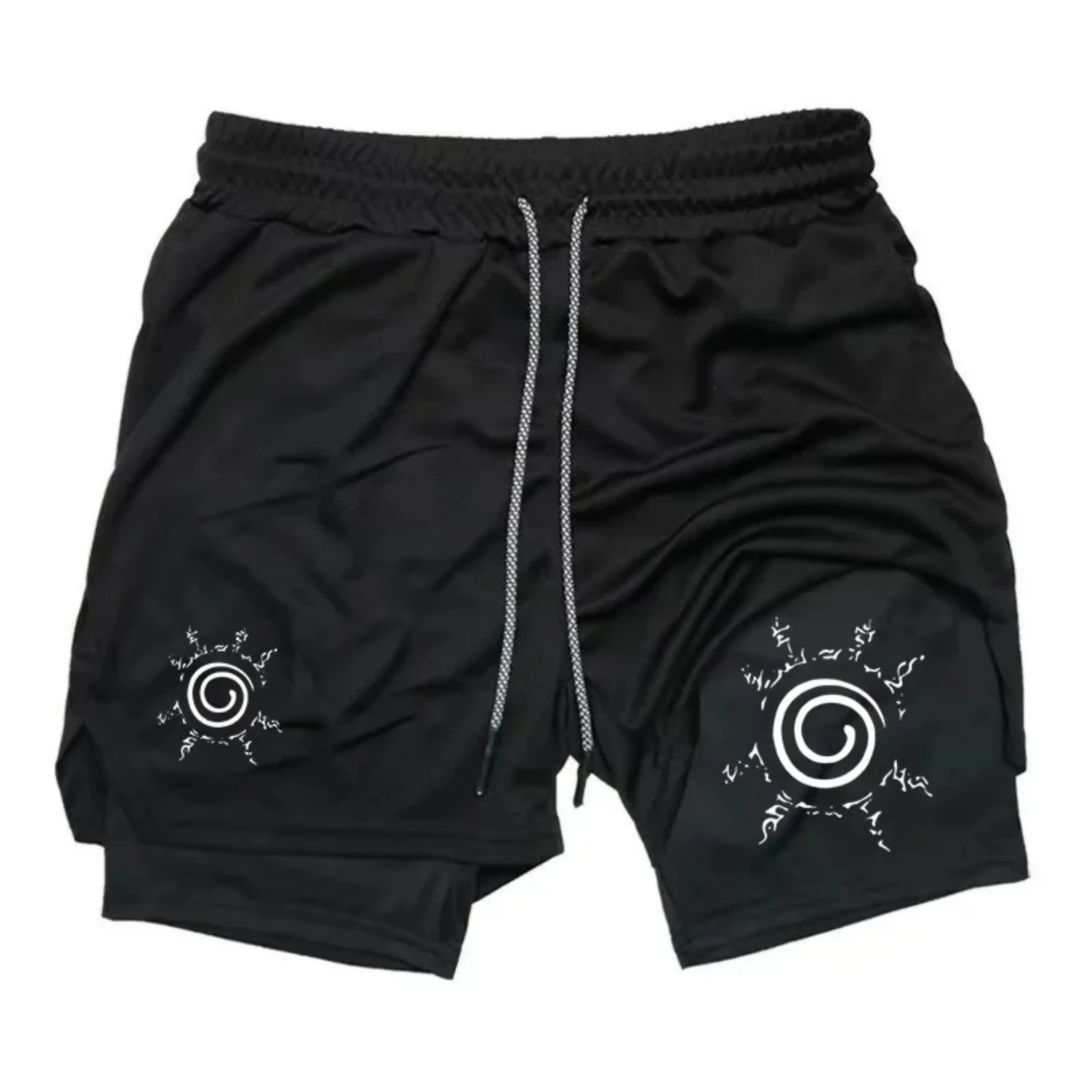 "Naruto" anime - Men's gym sports shorts - Quick dry-clean sports pants for running - Dual-purpose shorts for fitness training a