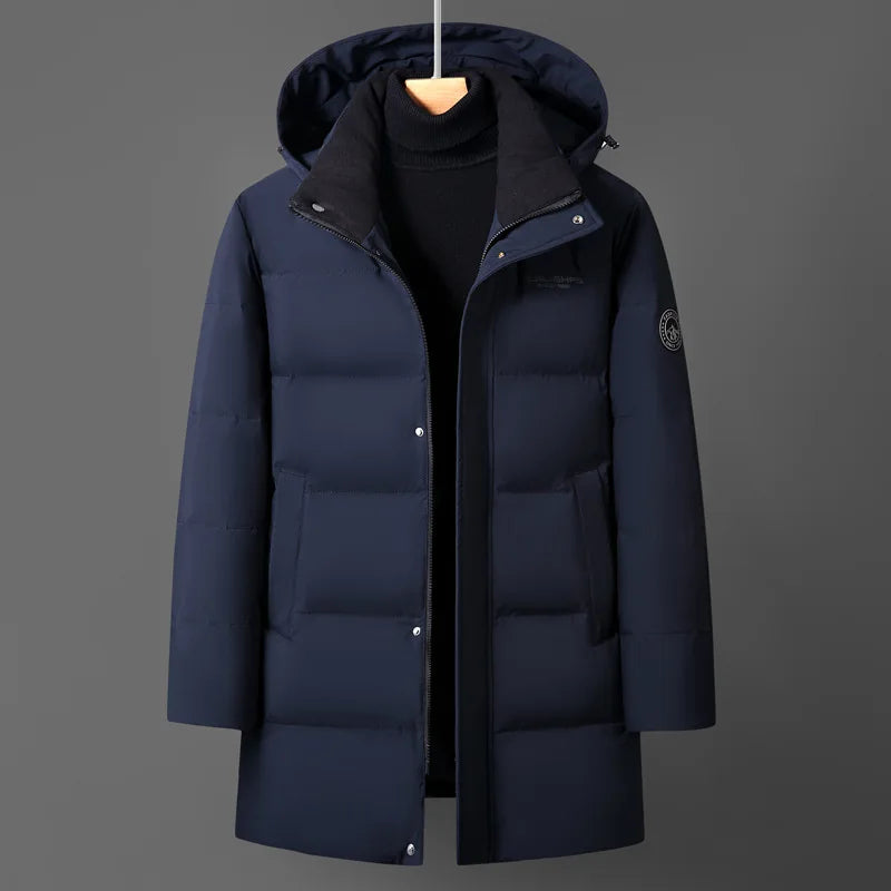 Luxury Men's Winter Padded Jackets Man Down Coats Parka White Goose Down Jacket Clothes Hooded Long Padding Puffer Jcket HXY299