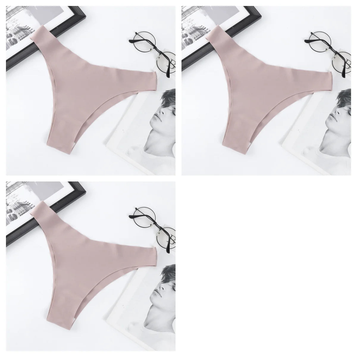 3Pcs/Set Women Ice Silk Panties V-Waist Low Rise Briefs Seamless Underwear Female Quick-Drying Underpants Sexy Lingerie S-L