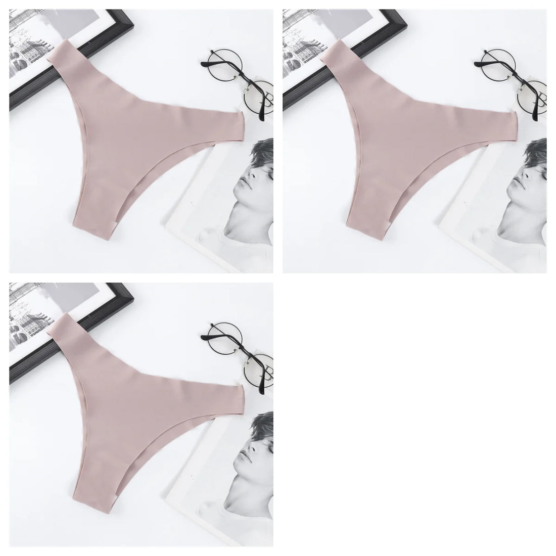 3Pcs/Set Women Ice Silk Panties V-Waist Low Rise Briefs Seamless Underwear Female Quick-Drying Underpants Sexy Lingerie S-L