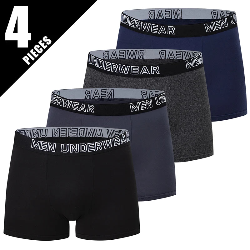 4/10 Piece Men's Four Season Black Fashionable Casual Basic Versatile Underwear Boxer Shorts Plus Size Youth Sports Base Shorts