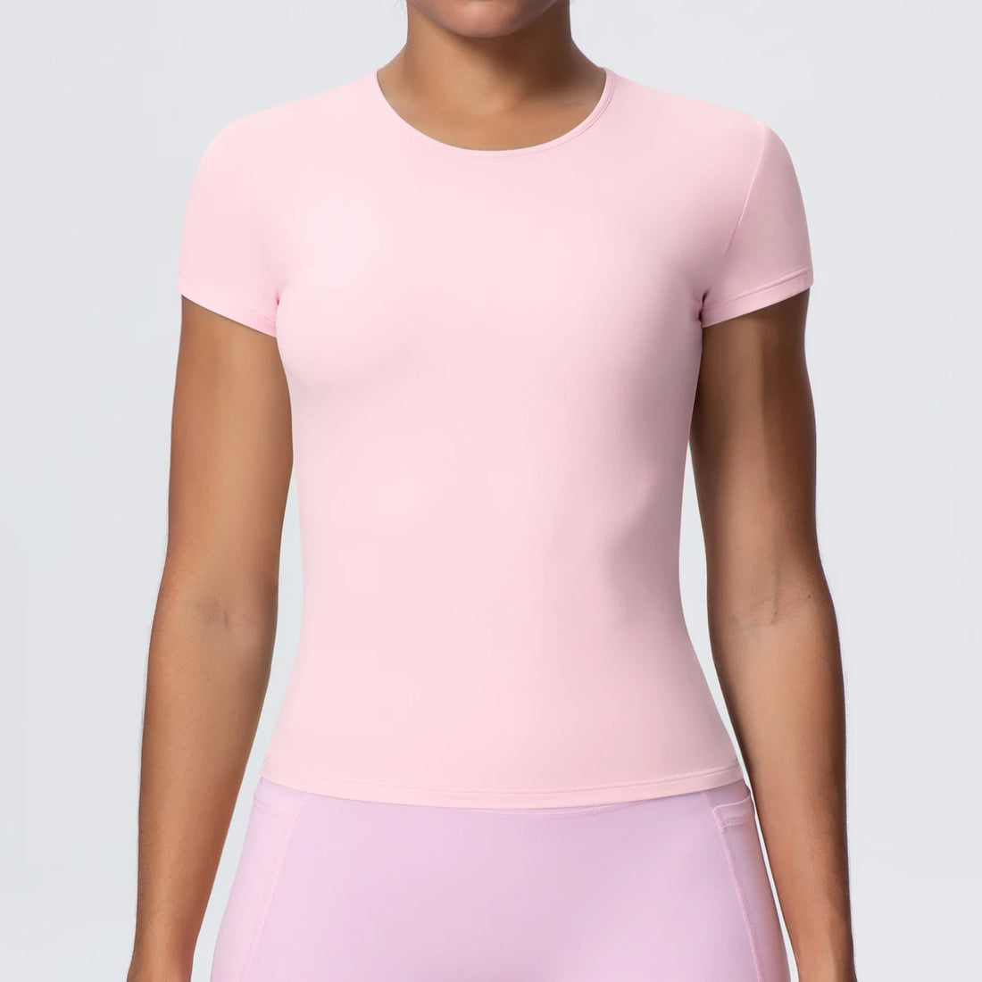 1 PC Solid Color Scrunch Slim Casual Yoga T-Shirt Gym Sports Running Shirts for Woman Fitness Training Breathable Naked Feel Top - ATFH