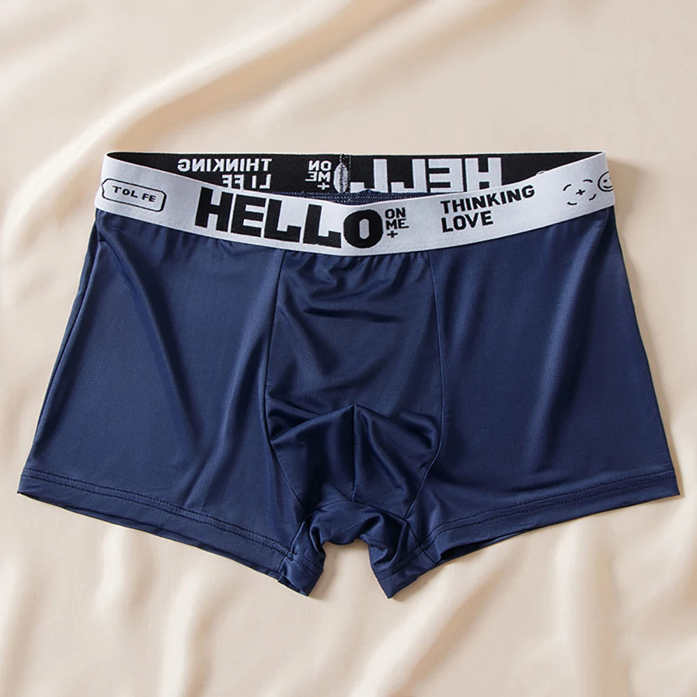 5pcs Boxer Shorts Ice Silk Men's Underwear Summer Breathable Underpants U Convex Lingerie Breathable Sexy Panties