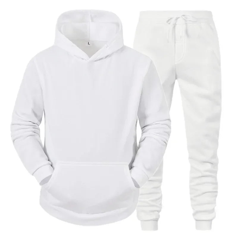 Basic Men/Women 2Pcs/Sets Sweatshirt Hoodies Pants 2024 Male Gyms Fitness Tops Joggers Sportswear Tracksuits ATFH