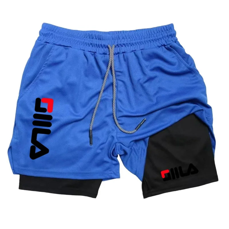 2026 Men's Fashion Double Layer Athletic Shorts Sports Shorts, Double Layer Quick Dry Basketball Muscle Gym