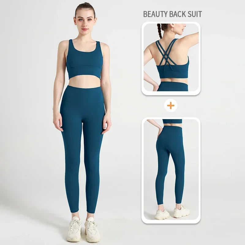 2 Pieces  Women Yoga Set Sport Suit Gymwear Workout Clothes Gym Crop Top High Waist Legging Fitness Bra Set Sports Suit👚👚 - ATFH